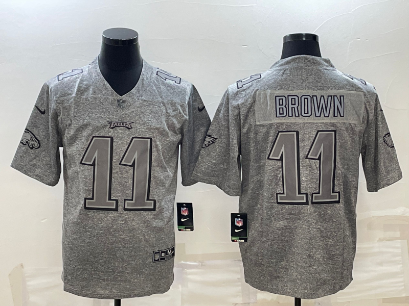 Men's Grey Philadelphia Eagles #11 A. J. Brown Stitched Jersey